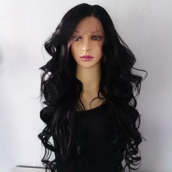 Black lace front wig curly